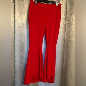Red flare pants